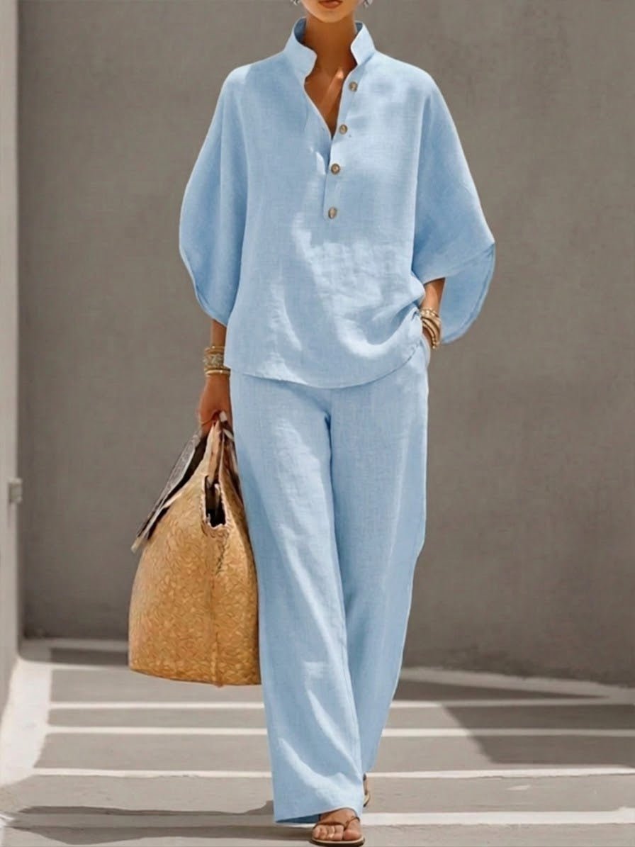 Maria™ | Conjunto de Linho 2 Peças, Extremamente Leve e Confortável, Ideal Para Dias Quentes - | Benedita Lisboa