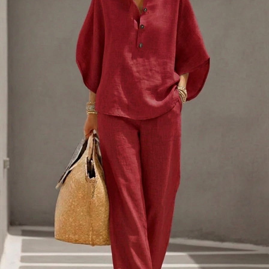 Maria™ | Conjunto de Linho 2 Peças, Extremamente Leve e Confortável, Ideal Para Dias Quentes - | Benedita Lisboa