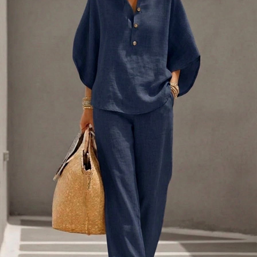 Maria™ | Conjunto de Linho 2 Peças, Extremamente Leve e Confortável, Ideal Para Dias Quentes - | Benedita Lisboa