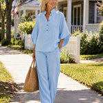 Maria™ | Conjunto de Linho 2 Peças, Extremamente Leve e Confortável, Ideal Para Dias Quentes - | Benedita Lisboa