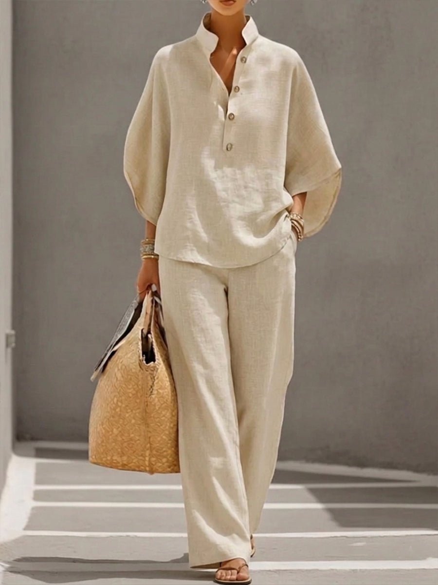 Maria™ | Conjunto de Linho 2 Peças, Extremamente Leve e Confortável, Ideal Para Dias Quentes - | Benedita Lisboa