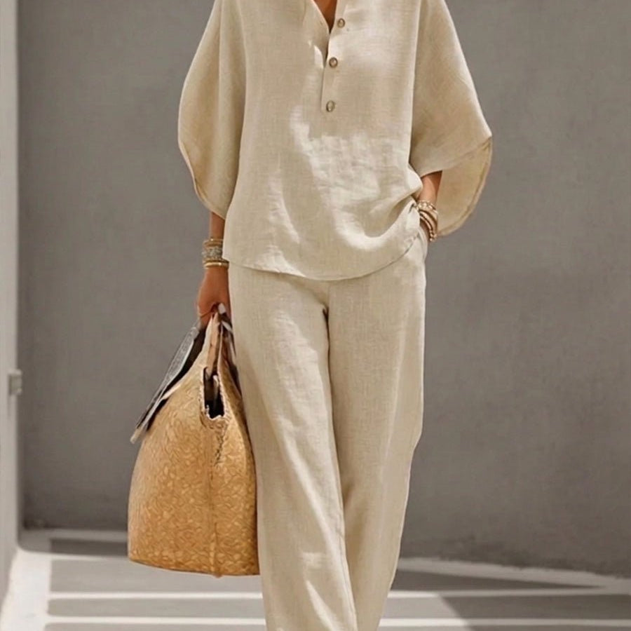 Maria™ | Conjunto de Linho 2 Peças, Extremamente Leve e Confortável, Ideal Para Dias Quentes - | Benedita Lisboa