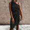 Maria João™ | Vestido De Um Ombro Com Cinto - | Benedita Lisboa