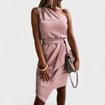 Maria João™ | Vestido De Um Ombro Com Cinto - | Benedita Lisboa