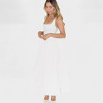 Maribel™ | Vestido Midi com decote quadrado - | Benedita Lisboa