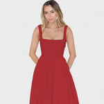 Maribel™ | Vestido Midi com decote quadrado - | Benedita Lisboa