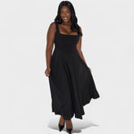 Maribel™ | Vestido Midi com decote quadrado - | Benedita Lisboa