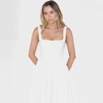 Maribel™ | Vestido Midi com decote quadrado - | Benedita Lisboa