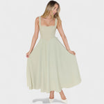Maribel™ | Vestido Midi com decote quadrado - | Benedita Lisboa