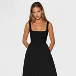 Maribel™ | Vestido Midi com decote quadrado - | Benedita Lisboa