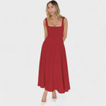 Maribel™ | Vestido Midi com decote quadrado - | Benedita Lisboa