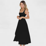 Maribel™ | Vestido Midi com decote quadrado - | Benedita Lisboa