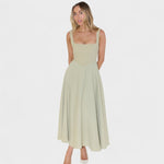 Maribel™ | Vestido Midi com decote quadrado - | Benedita Lisboa