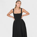 Maribel™ | Vestido Midi com decote quadrado - | Benedita Lisboa