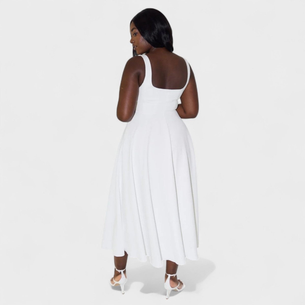 Maribel™ | Vestido Midi com decote quadrado - | Benedita Lisboa