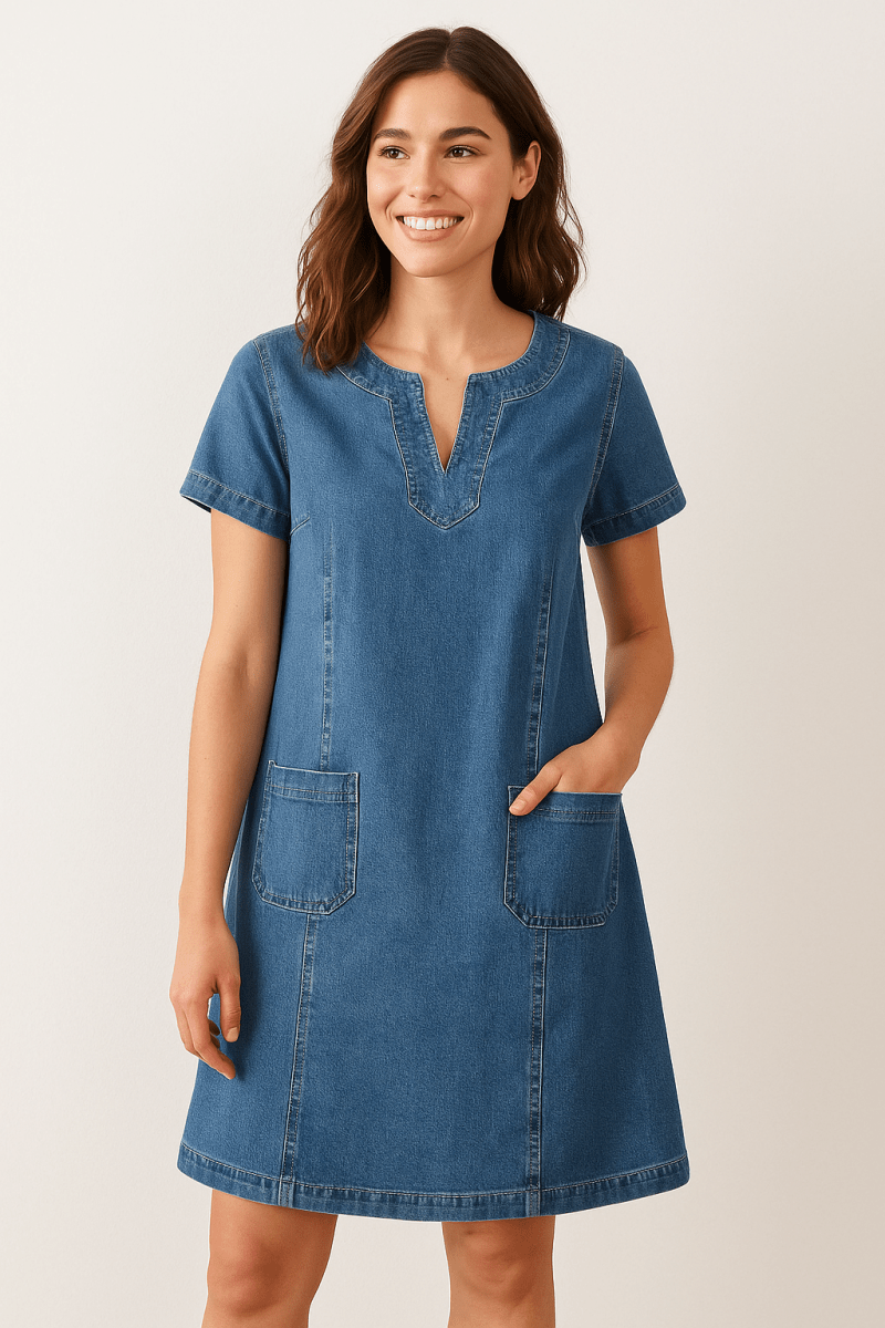 Marina™ | Vestido de Ganga Macio - | Benedita Lisboa