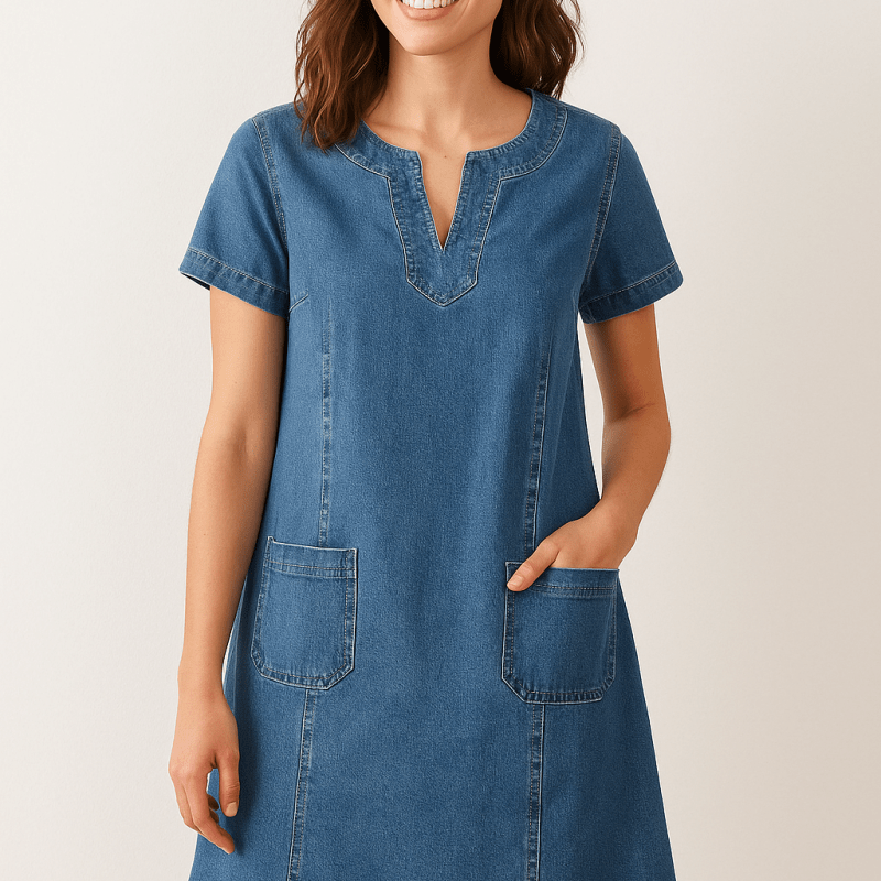 Marina™ | Vestido de Ganga Macio - | Benedita Lisboa
