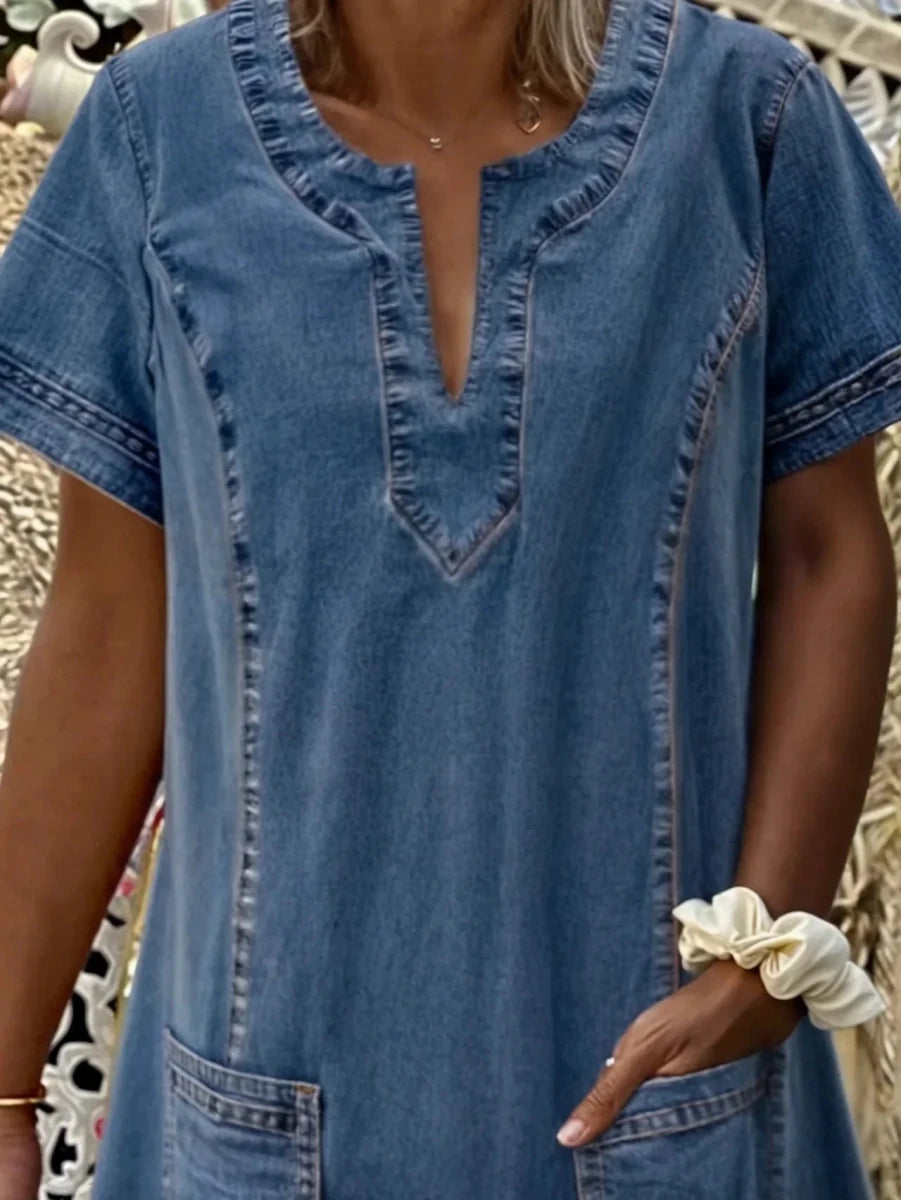 Marina™ | Vestido de Ganga Macio - | Benedita Lisboa