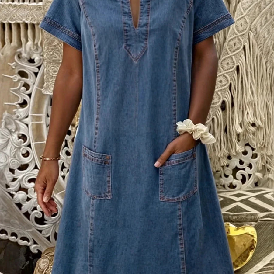 Marina™ | Vestido de Ganga Macio - | Benedita Lisboa
