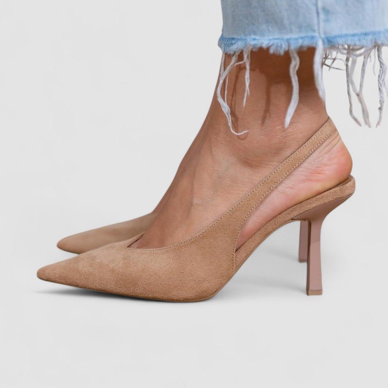 Marlena™ | Pumps slingback nude com um salto fino - | Benedita Lisboa
