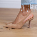 Marlena™ | Pumps slingback nude com um salto fino - | Benedita Lisboa