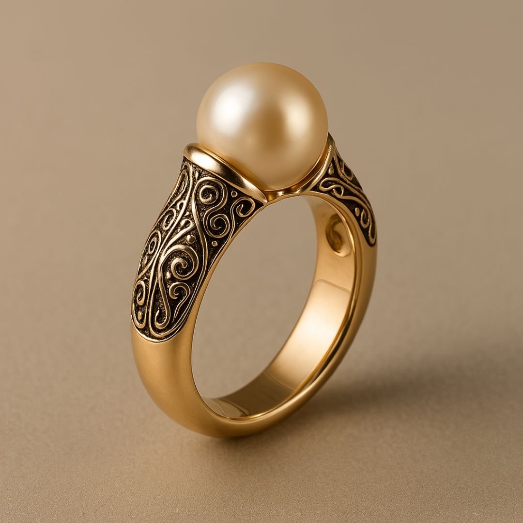 Meridia™ | Anel Vintage Elegante de Pérola Natural - | Benedita Lisboa