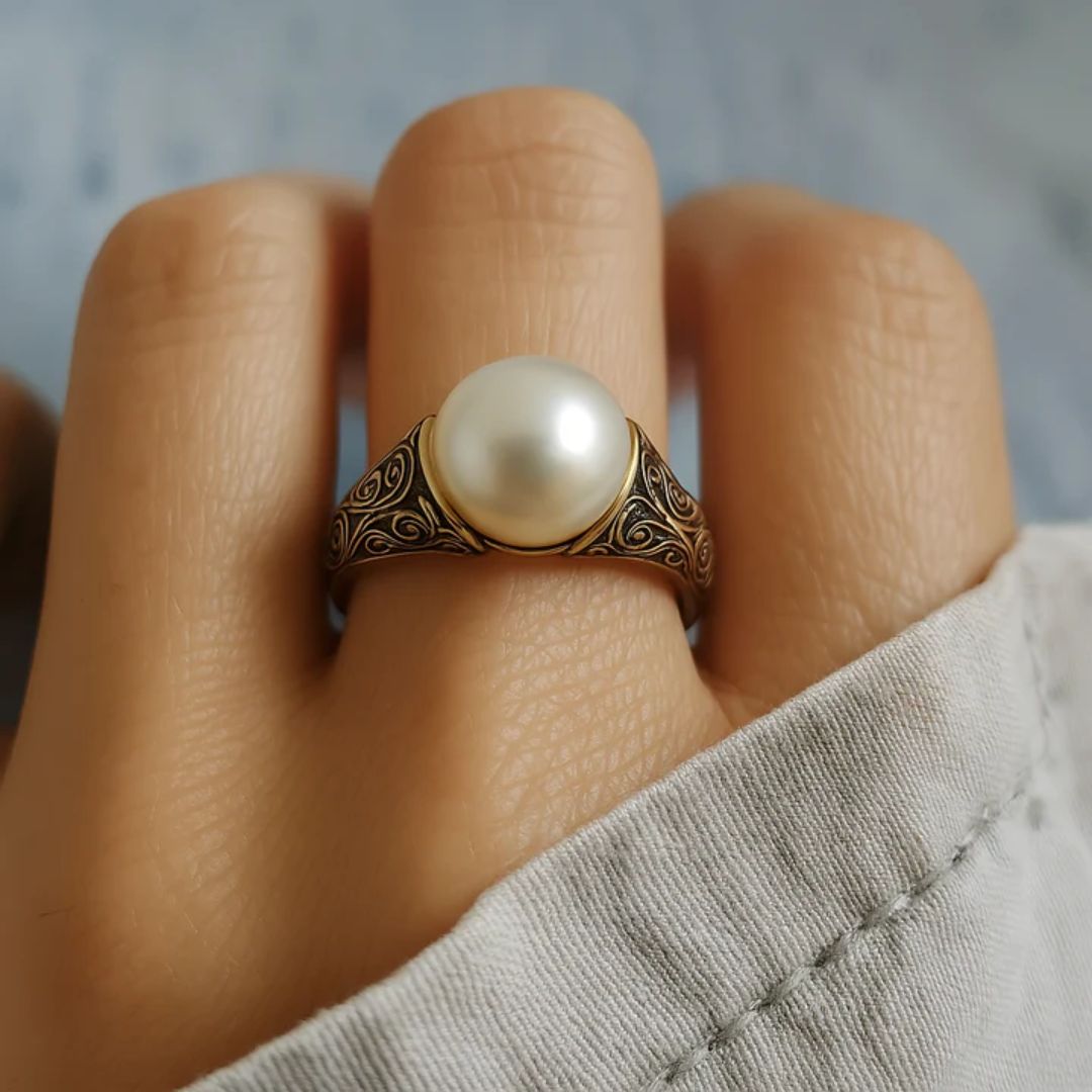 Meridia™ | Anel Vintage Elegante de Pérola Natural - | Benedita Lisboa