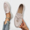 Mocassins Femininos Beiges com Cordão Decorativo - | Benedita Lisboa