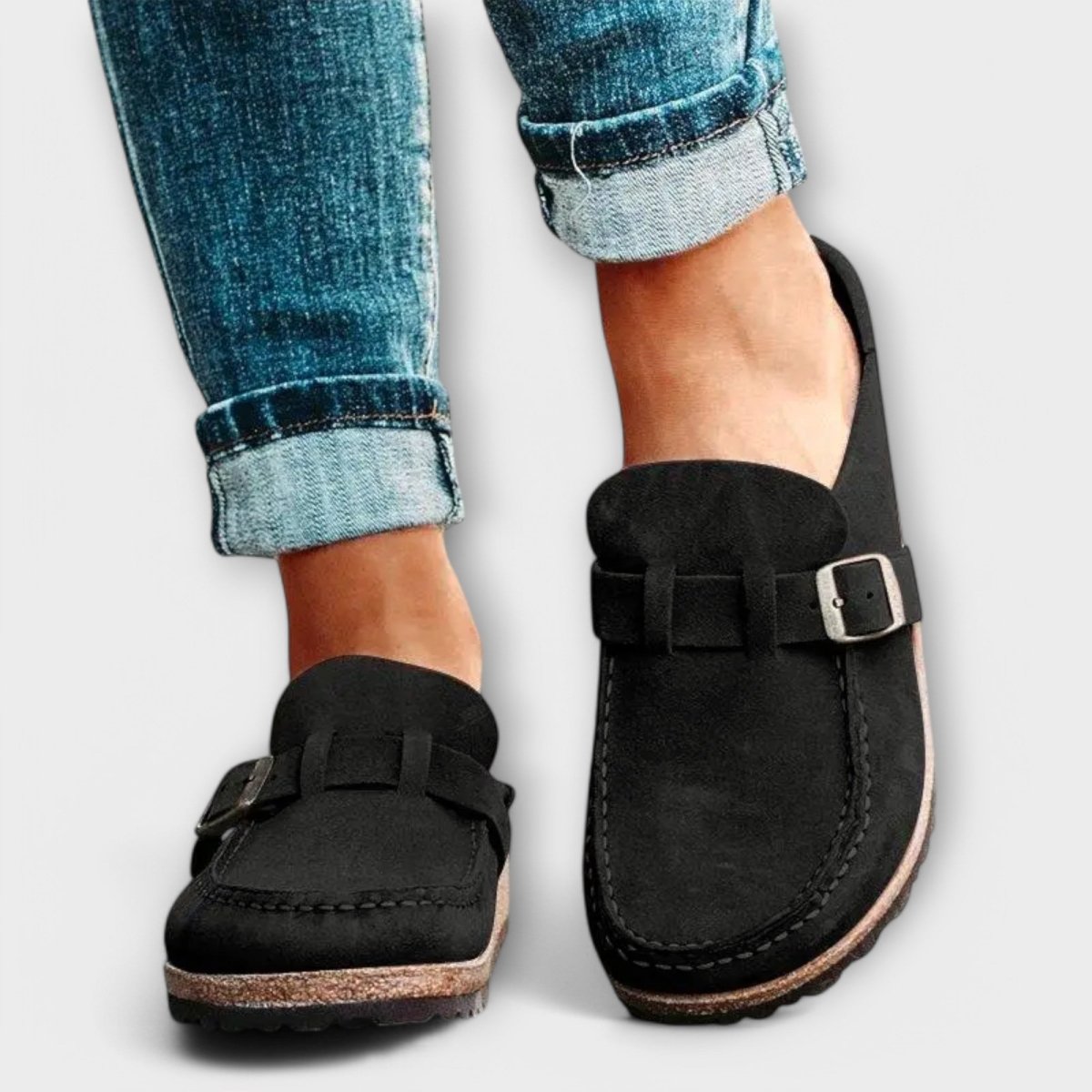 Mocassins Ortópedicos Femininos com Fecho Decorativo - | Benedita Lisboa