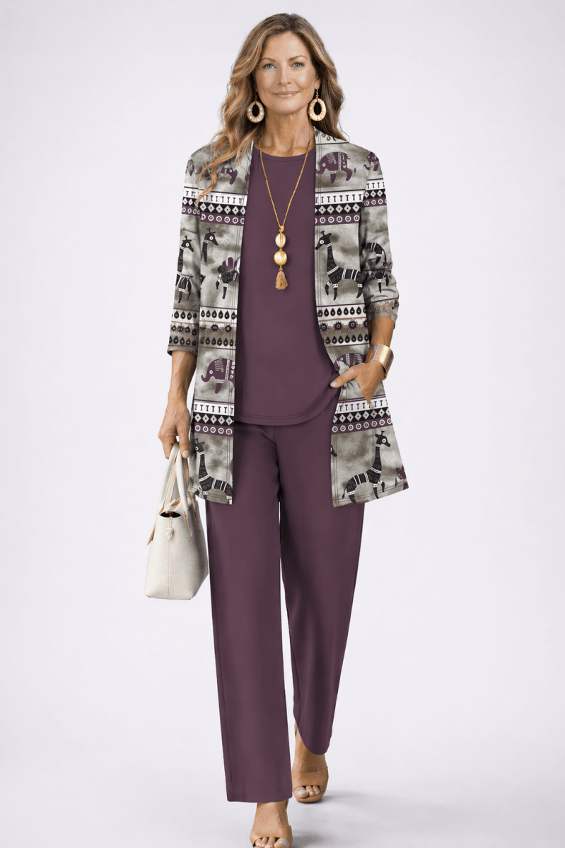 Mónica™ | Conjunto de 3 Peças Roxo Ameixa - | Benedita Lisboa