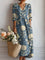 Mónica™ | Vestido Boho Longo Azul-Ganga com Flores - Vestido | Benedita Lisboa