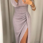 Natália™ | Vestido chique com ombros à mostra - | Benedita Lisboa