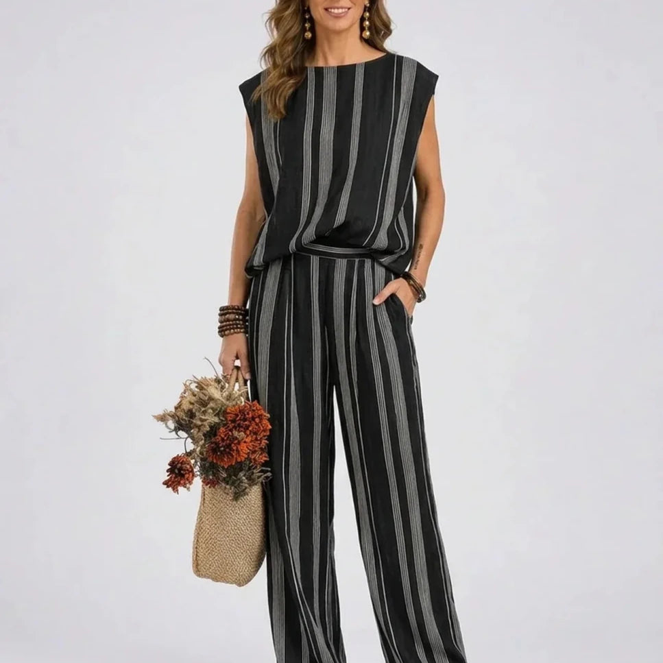Nicole™ | Conjunto de 2 Peças de Riscas Preto - | Benedita Lisboa