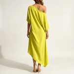Olga™ | Vestido Midi Assimétrico com Ombro Descoberto - Dresses | Benedita Lisboa
