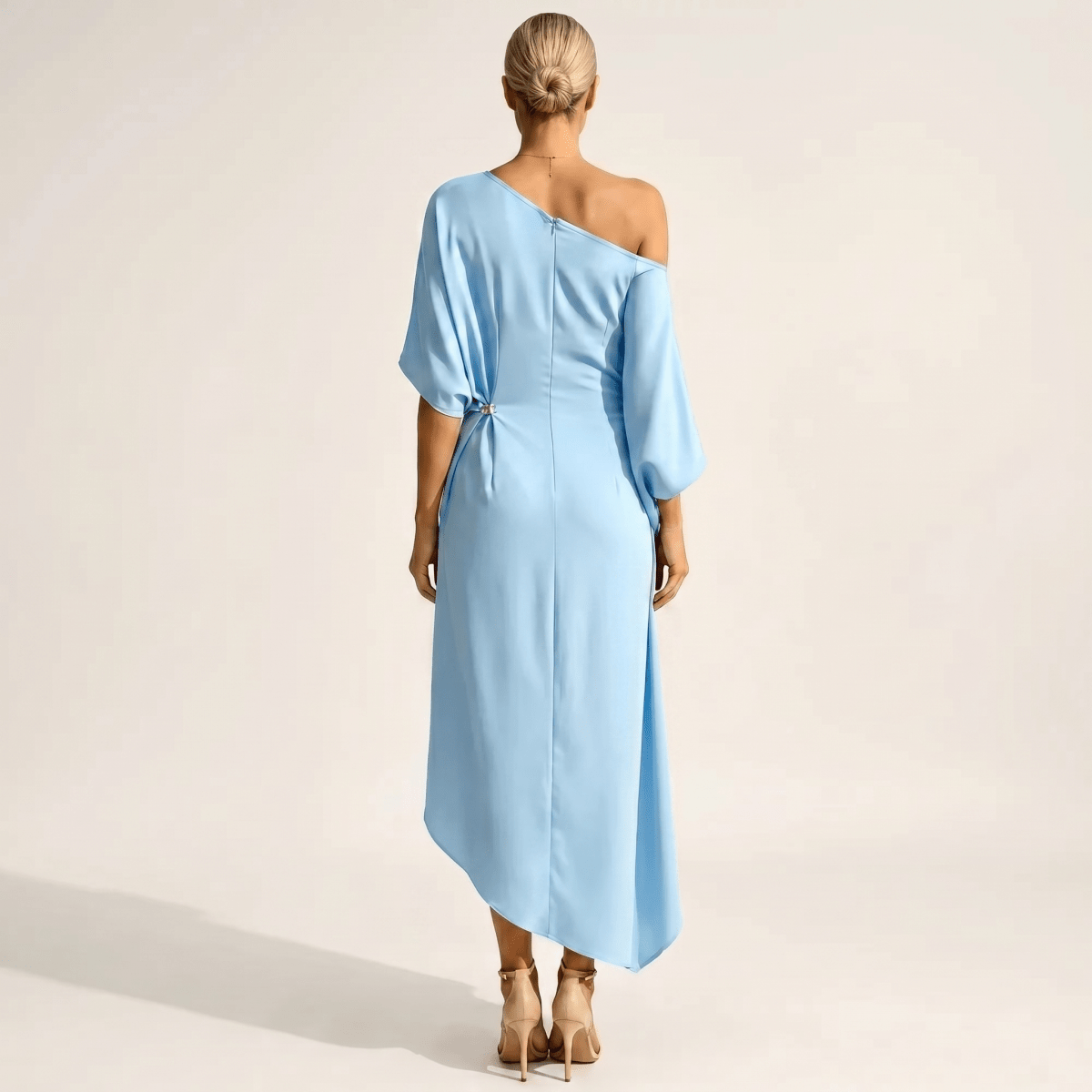 Olga™ | Vestido Midi Assimétrico com Ombro Descoberto - Dresses | Benedita Lisboa