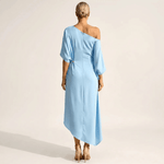 Olga™ | Vestido Midi Assimétrico com Ombro Descoberto - Dresses | Benedita Lisboa
