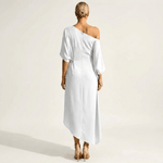 Olga™ | Vestido Midi Assimétrico com Ombro Descoberto - Dresses | Benedita Lisboa