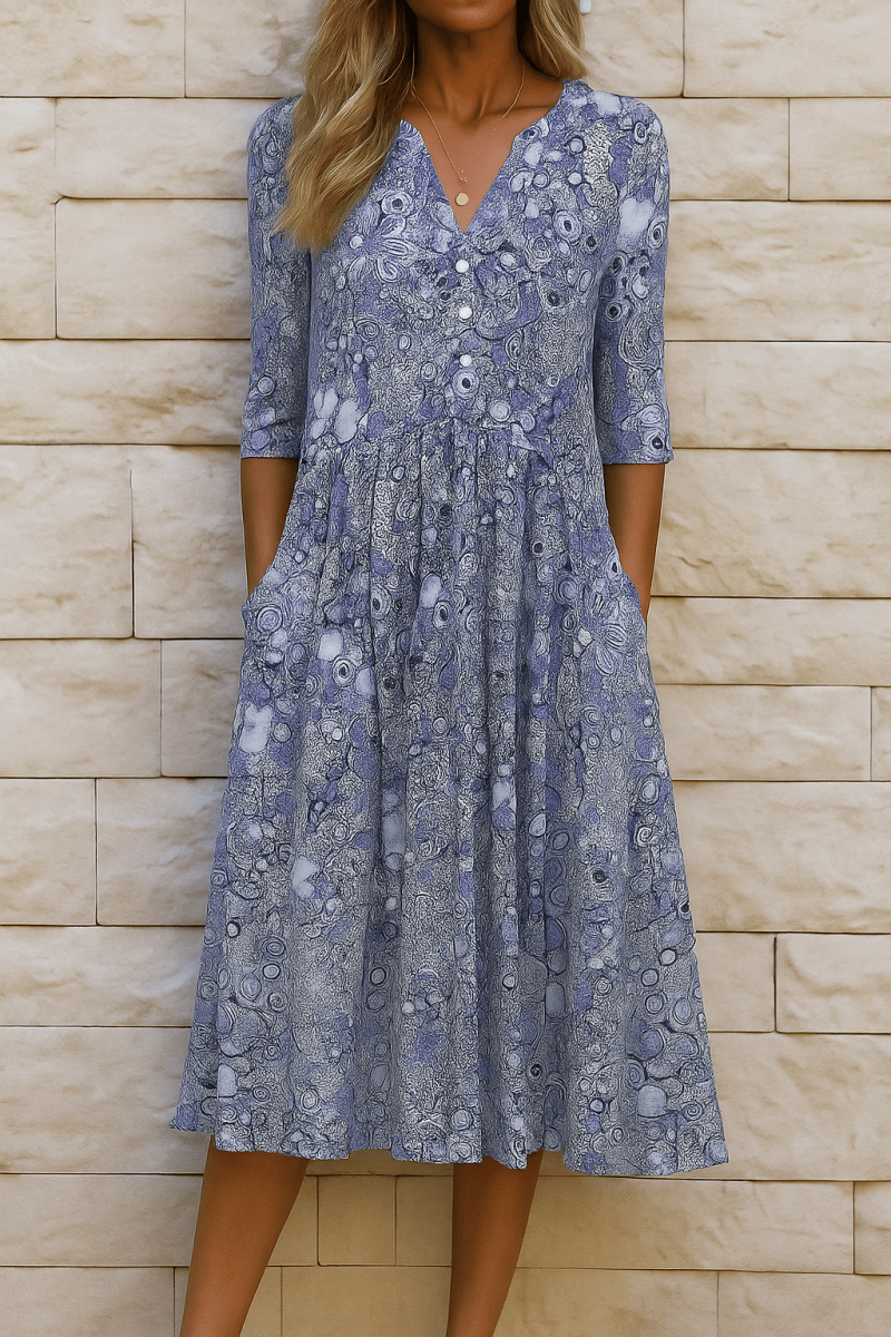 OLIVIA™ | VESTIDO ELEGANTE COM DECOTE EM V - | Benedita Lisboa