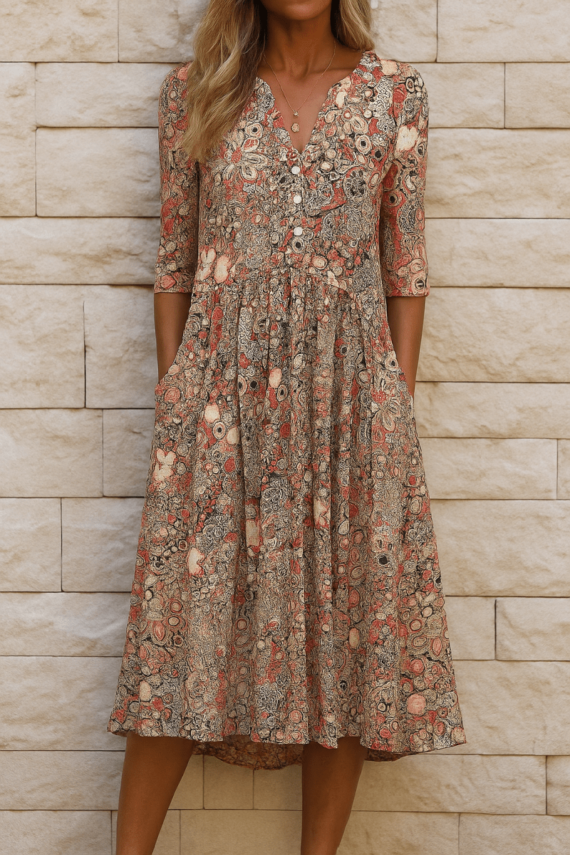 OLIVIA™ | VESTIDO ELEGANTE COM DECOTE EM V - | Benedita Lisboa