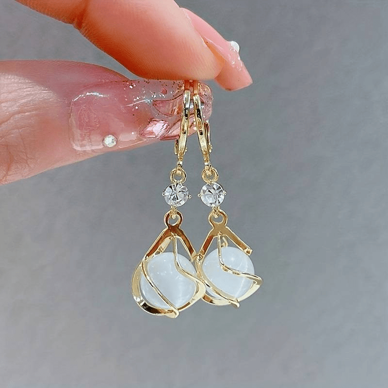 Opaça Lumina | Brincos Ouro Opala Branco - | Benedita Lisboa