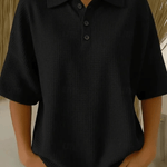 Peggie™ | Blusa Polo Waffle Confortável - Blouse | Benedita Lisboa