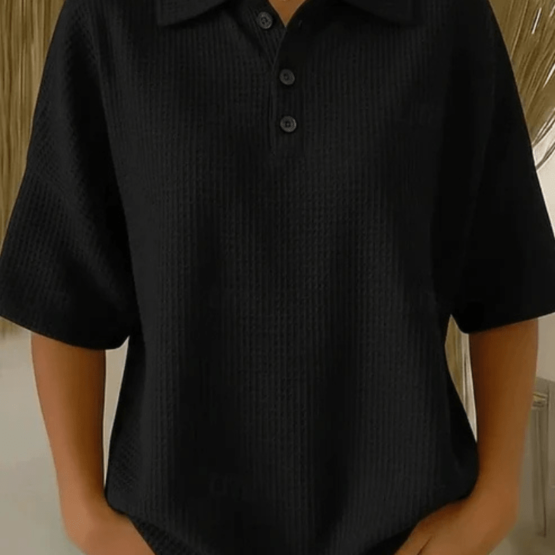 Peggie™ | Blusa Polo Waffle Confortável - Blouse | Benedita Lisboa