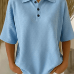Peggie™ | Blusa Polo Waffle Confortável - Blouse | Benedita Lisboa