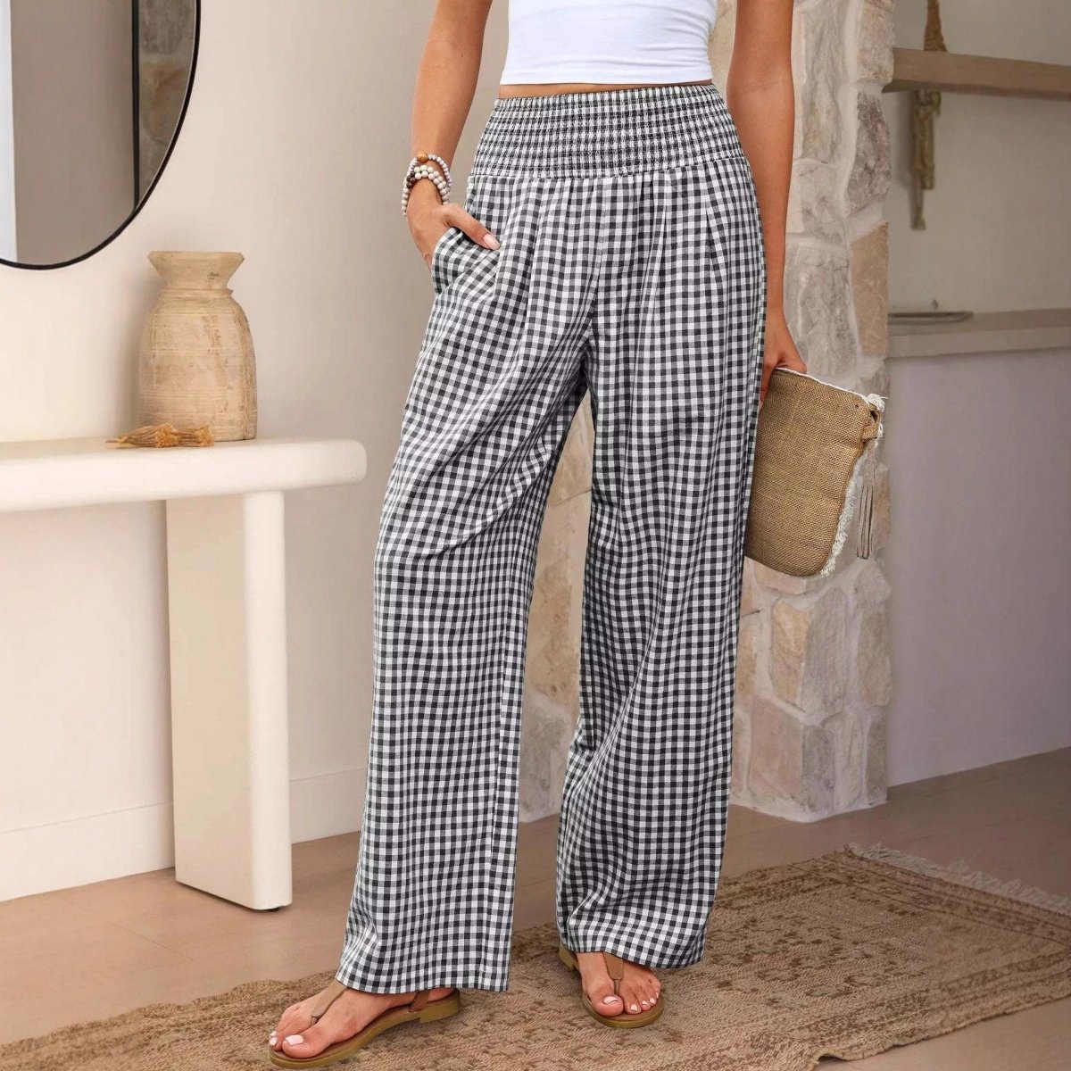 Plaid™ | Calças Largas Elegantes - 0 | Benedita Lisboa