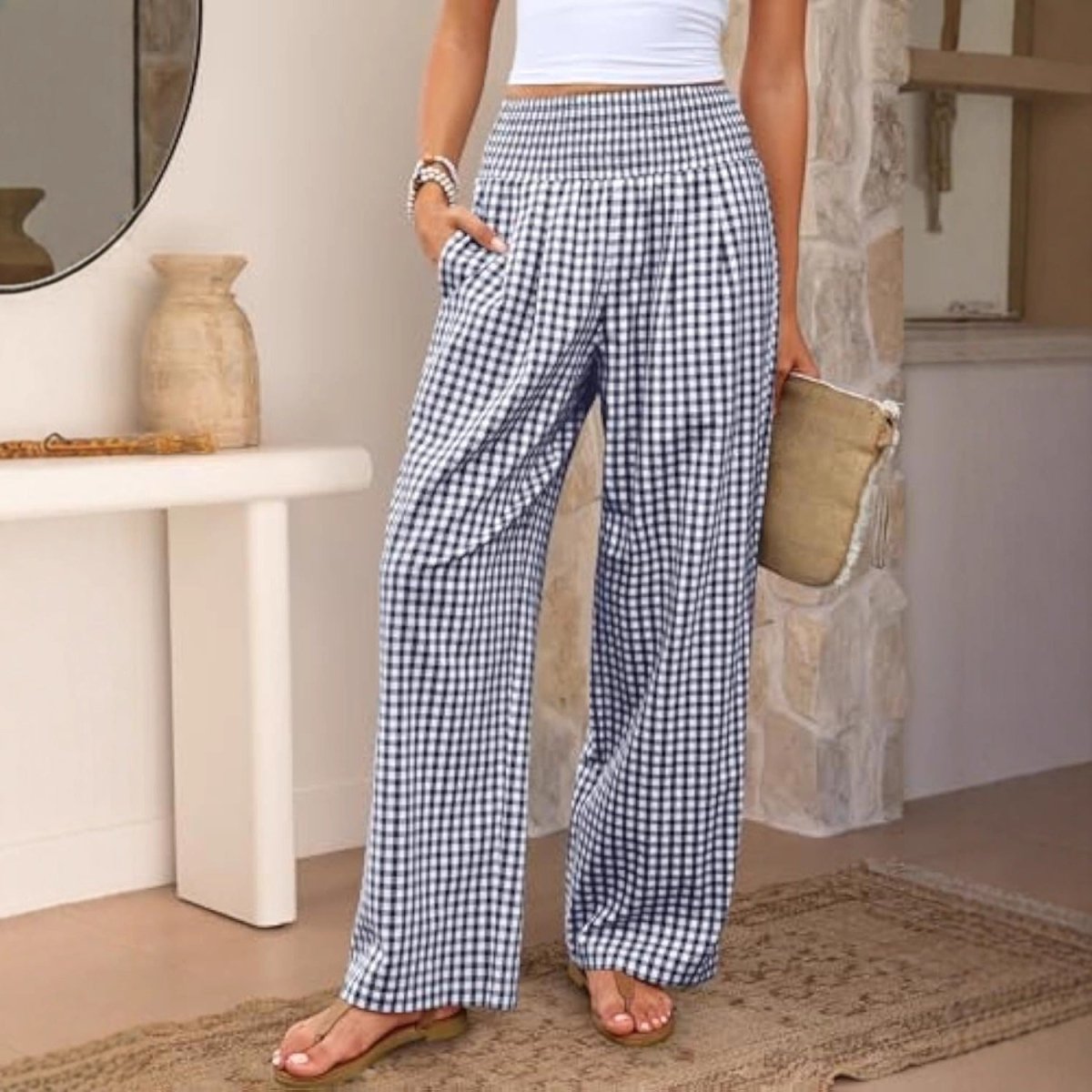 Plaid™ | Calças Largas Elegantes - 0 | Benedita Lisboa