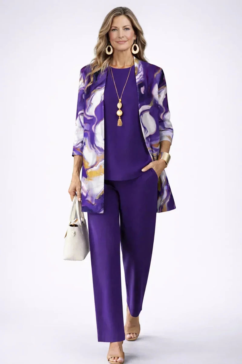 Rafaela™ | Conjunto de 3 Peças Roxo e Branco - | Benedita Lisboa