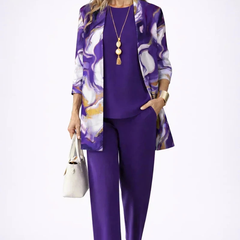 Rafaela™ | Conjunto de 3 Peças Roxo e Branco - | Benedita Lisboa