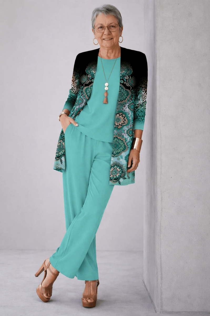 Renata™ | Conjunto de 3 Peças Verde Petróleo - | Benedita Lisboa