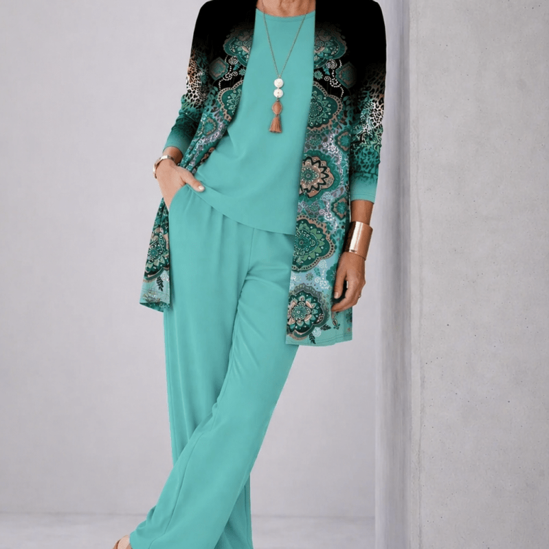 Renata™ | Conjunto de 3 Peças Verde Petróleo - | Benedita Lisboa