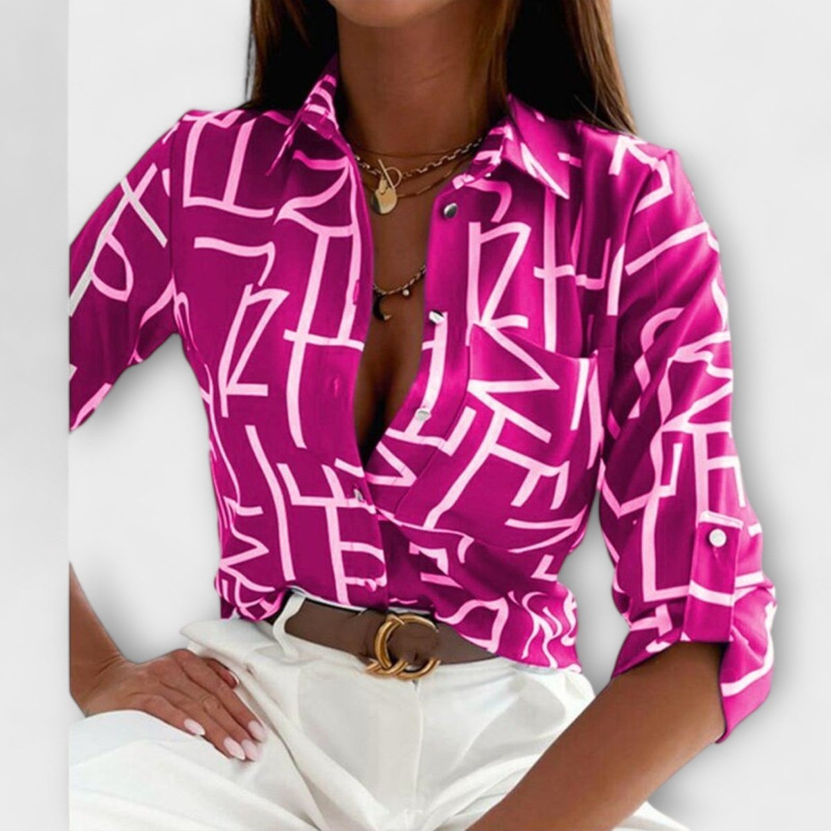 Romina™ | Blusa de gola clássica - | Benedita Lisboa